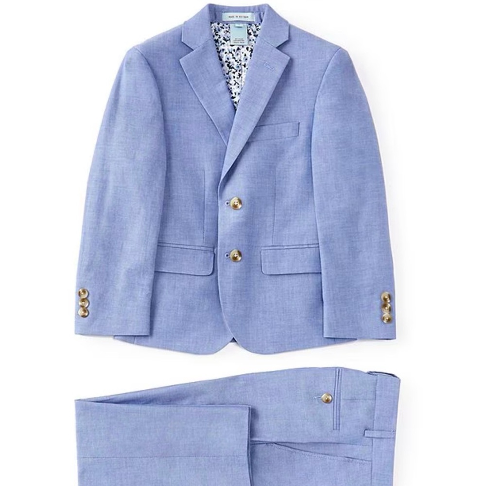 Class Club Light Blue Chambray Boys Suit Set size 3 Blazer, Slacks/Pants